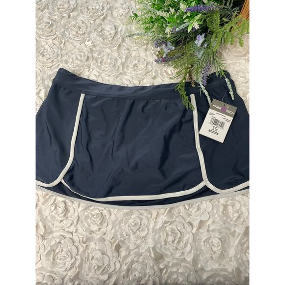 Free Tech Women's Swim Skort Swimwear Size XL 16-18 NWT Dark Gray and White - Picture 2 of 8
